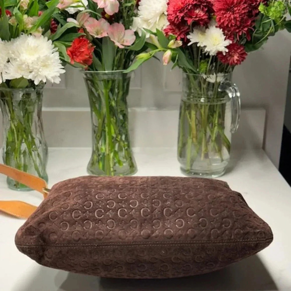 CELINE Macadam Brown Suede Leather Shoulder Bag EUC - Picture 5 of 16